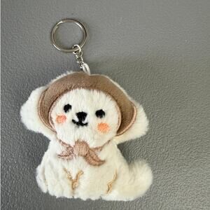 Cute Plush Teddy Bear Keychain Soft Kawaii Bag Charm Neutral